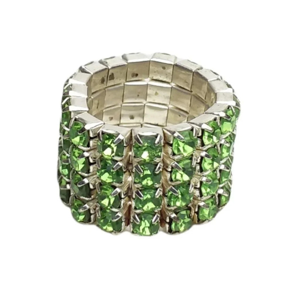 Green Crystal Stretch Ring - Picture 1 of 3